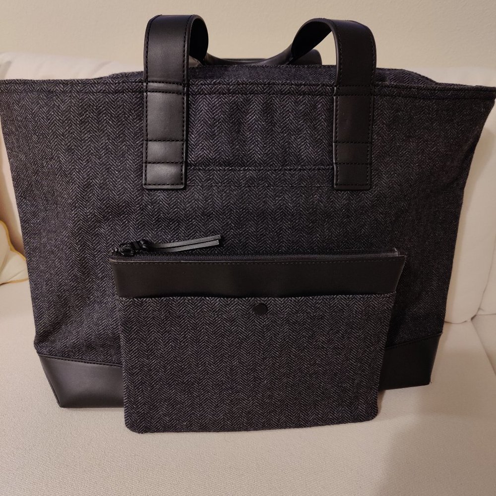 Banana Republic Wool Tote Bag w/Leather Handles /Wool Clutch Type Handbag